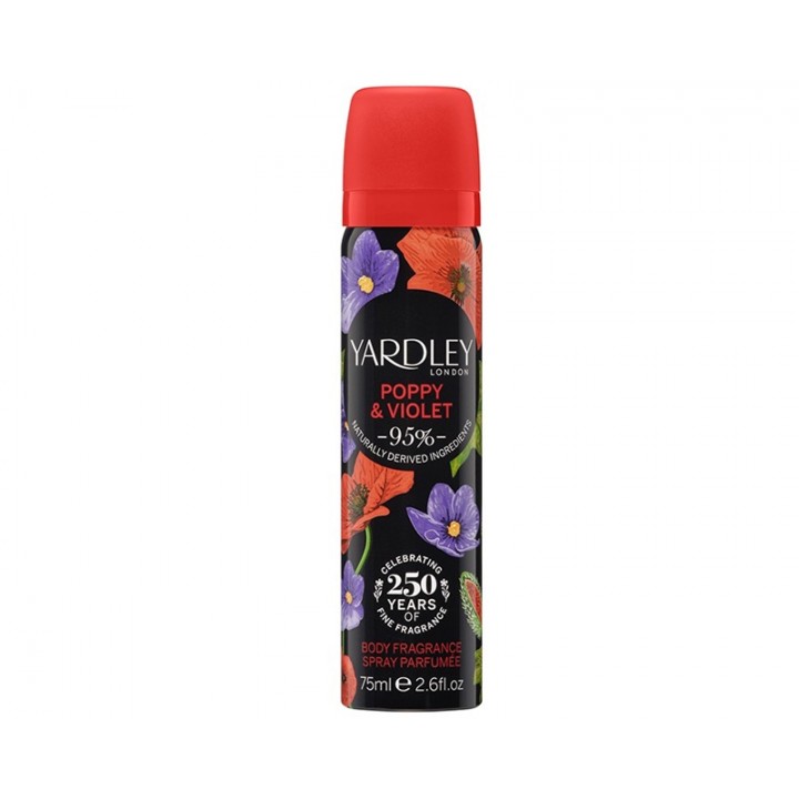 Дезодарант, 75 мл - Yardley Poppy & Violet Deodorising Body Spray 
