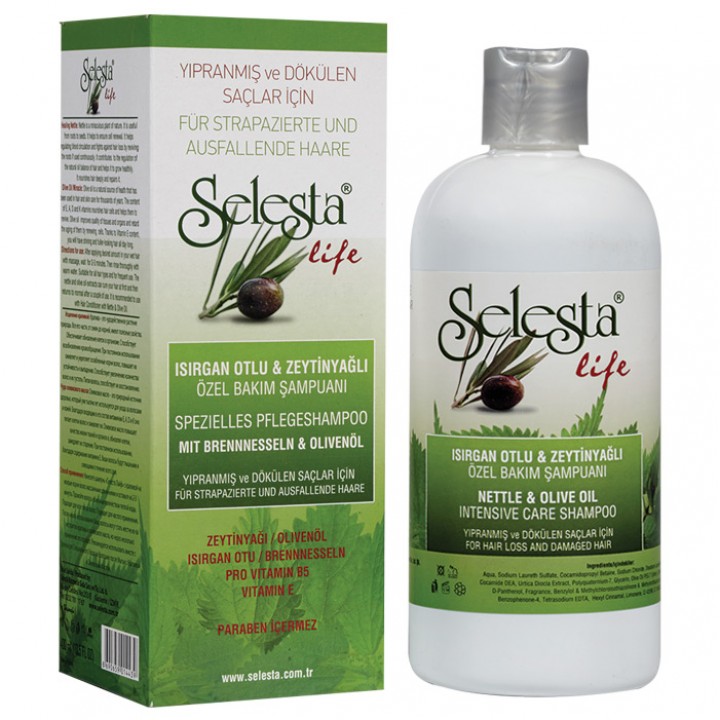 Шампунь для волосся "Інтенсивний догляд" з кропивою та оливковою олією, 400 мл - SELESTA life